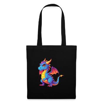 Dragon Colorful Kawaii Cartoon Character Clipart - Tote Bag - black - Front