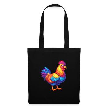 Poule coloré Kawaii dessin animé Personnage Clipart - Sac en tissu - noir - Devant