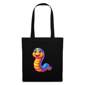 Earthworm Colorful Kawaii Cartoon Character Animal - Tote Bag - black - Front