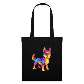 Hund Bunte Kawaii Cartoon Figur Clipart - Stoffbeutel - Schwarz - Vorne