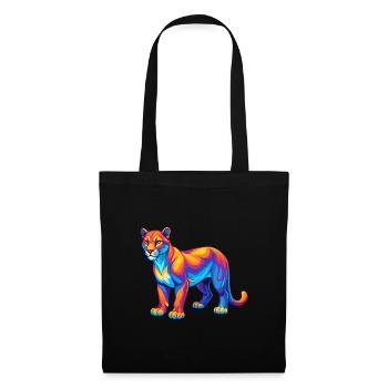Cougar Colorful Kawaii Cartoon Character Clipart - Tote Bag - black - Front