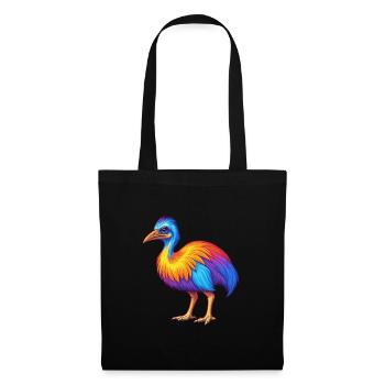 Cassowary Colorful Kawaii Cartoon Character Animal - Tote Bag - black - Front