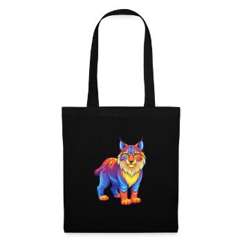 Bobcat Bunte Kawaii Cartoon Charakter Clipart - Stoffbeutel - Schwarz - Vorne