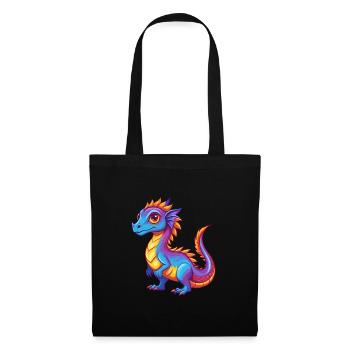 basilic coloré kawaii personnage de dessin animé clipart - Sac en tissu - noir - Devant