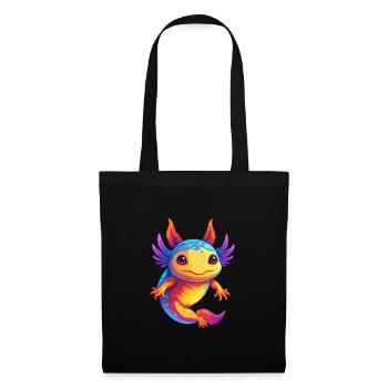 axolotl coloré Kawaii Dessin animé Personnage Clipart - Sac en tissu - noir - Devant