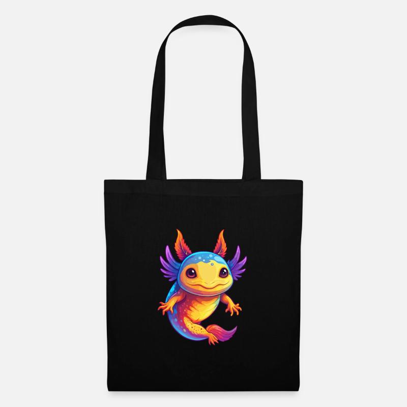 Axolotl Bunte Kawaii Cartoon Figur Clipart - Stoffbeutel - Schwarz