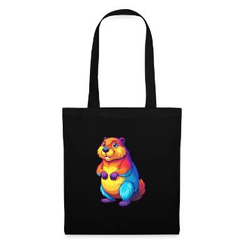 Biber Bunte Kawaii Cartoon Figur Clipart - Stoffbeutel - Schwarz - Vorne