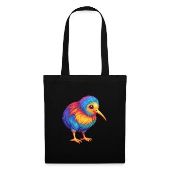 Kiwi Vogel Bunt Kawaii Cartoon Figur Tier - Stoffbeutel - Schwarz - Vorne