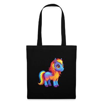 Pony Bunte Kawaii Cartoon Figur Clipart - Stoffbeutel - Schwarz - Vorne