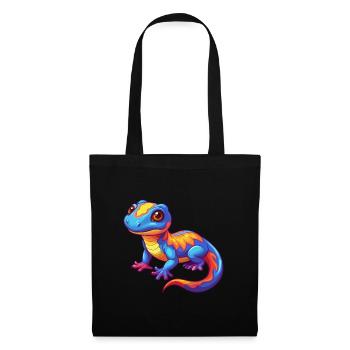 Salamandre Personnage De Dessin Animé Kawaii Coloré - Sac en tissu - noir - Devant