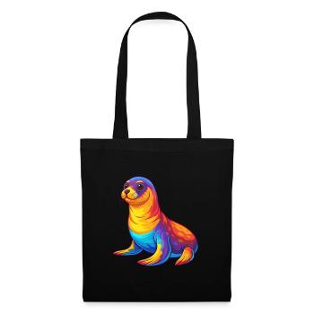 Seal Colorful Kawaii Cartoon Character Clipart - Tote Bag - black - Front