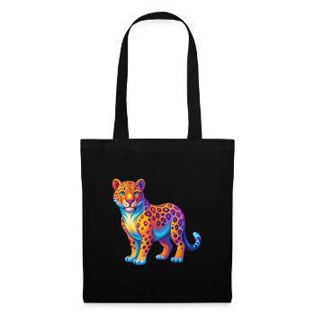 Leopard Colorful Kawaii Cartoon Character Clipart - Tote Bag - black - Front