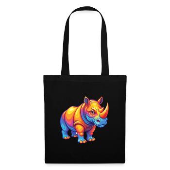 Rhino Colorful Kawaii Cartoon Character Clipart - Tote Bag - black - Front