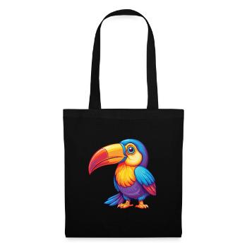 Toucan Colorful Kawaii Cartoon Character Clipart - Tote Bag - black - Front