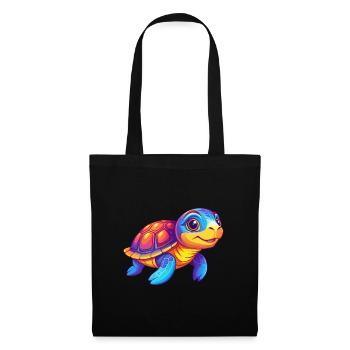 Turtle Colorful Kawaii Cartoon Character Clipart - Tote Bag - black - Front