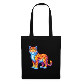 Snow Leopard Colorful Kawaii Cartoon Character - Tote Bag - black - Front