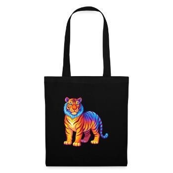 Tiger Colorful Kawaii Cartoon Character Clipart - Tote Bag - black - Front