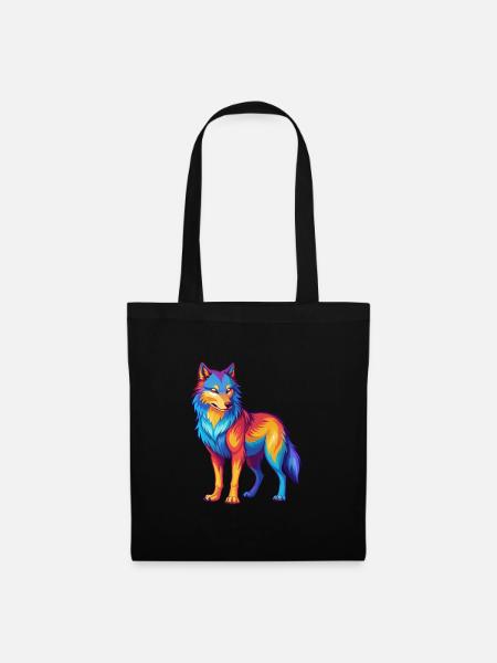 Wolf Bunte Kawaii Cartoon Figur Clipart - Stoffbeutel - Schwarz