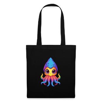 Squid Colorful Kawaii Cartoon Character Clipart - Tote Bag - black - Front