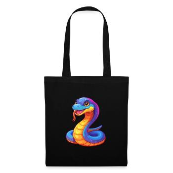 serpent coloré kawaii dessin animé personnage clipart - Sac en tissu - noir - Devant