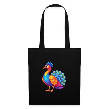 Peacock Colorful Kawaii Cartoon Character Clipart - Tote Bag - black - Front