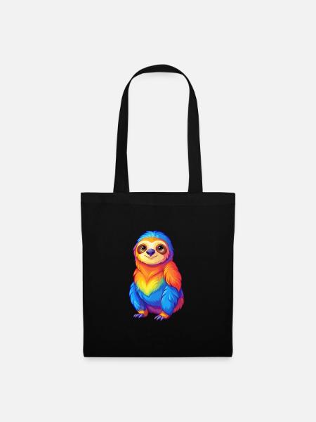 paresseux coloré kawaii dessin animé personnage clipart - Sac en tissu - noir