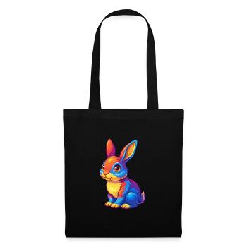 Rabbit Colorful Kawaii Cartoon Character Clipart - Tote Bag - black - Front