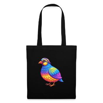 perdrix coloré Kawaii dessin animé personnage animal - Sac en tissu - noir - Devant