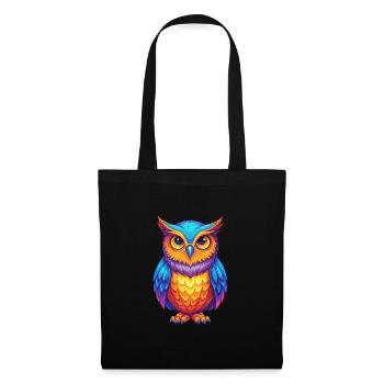 Owl Colorful Kawaii Cartoon Character Clipart - Tote Bag - black - Front