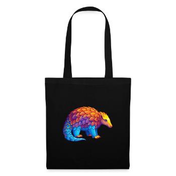 Pangolin coloré Kawaii Dessin animé Personnage Clipart - Sac en tissu - noir - Devant