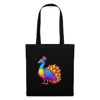 Peacock Colorful Kawaii Cartoon Character Clipart - Tote Bag - black - Front