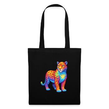 Jaguar Bunte Kawaii Cartoon Charakter Clipart - Stoffbeutel - Schwarz - Vorne