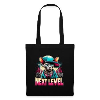 Cornish Rex Next Level Gangster Katze Geschenk - Stoffbeutel - Schwarz - Vorne