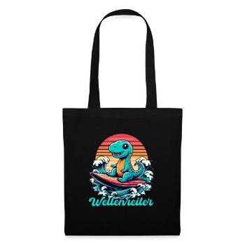 Mignon T-Rex Surfer Surfer Cadeau de surf - Sac en tissu - noir - Devant