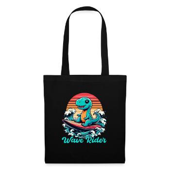 Mignon T-Rex Surfer Surfer Cadeau de surf - Sac en tissu - noir - Devant