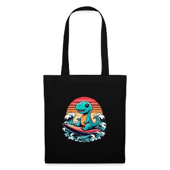 Mignon T-Rex Surfer Surfer Surfer Surfer Cadeau de surf - Sac en tissu - noir - Devant