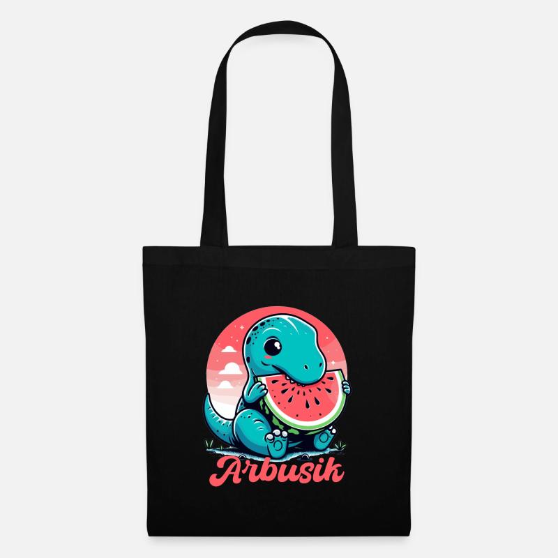 Süßer T-Rex Wassermelone Arbusik Geschenk - Stoffbeutel - Schwarz