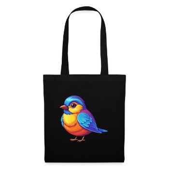 Mésange coloré Kawaii personnage de dessin animé oiseau - Sac en tissu - noir - Devant