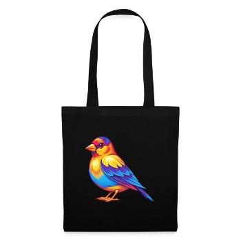 Stieglitz Bunte Kawaii Cartoon Figur Vogel - Stoffbeutel - Schwarz - Vorne