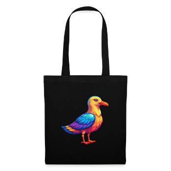 Seagull Colorful Kawaii Cartoon Character Bird - Tote Bag - black - Front
