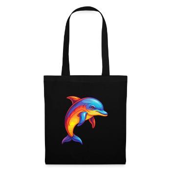 Dolphin Colorful Kawaii Cartoon Sea Animal - Tote Bag - black - Front