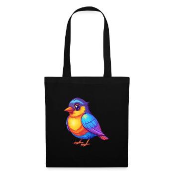 Bulbul coloré Kawaii personnage de dessin animé oiseau - Sac en tissu - noir - Devant