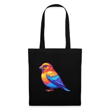 Crossbill coloré Kawaii personnage de dessin animé oiseau - Sac en tissu - noir - Devant