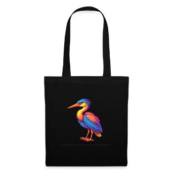 Héron coloré Kawaii dessin animé Personnage Oiseau - Sac en tissu - noir - Devant