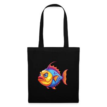 Poisson hachette des profondeurs Dessin animé Kawaii coloré - Sac en tissu - noir - Devant