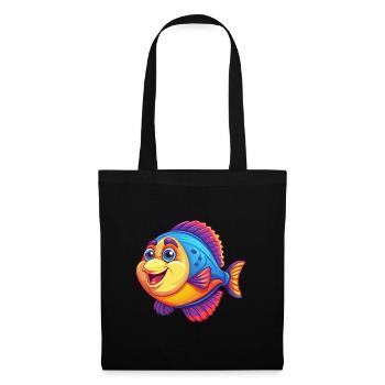 Flounder Fish Colorful Kawaii Cartoon Sea Animal - Tote Bag - black - Front