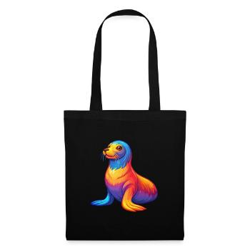 Sea Lion Colorful Kawaii Cartoon Sea Animal - Tote Bag - black - Front