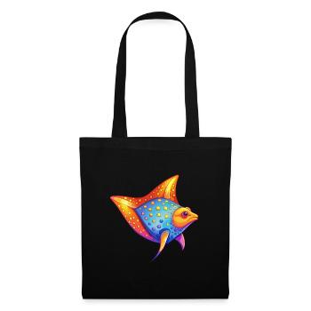 Spotted Eagle Ray Colorful Kawaii Cartoon Clipart - Tote Bag - black - Front