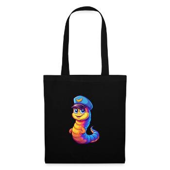 Marine Wurm Bunt Kawaii Cartoon Meerestier - Stoffbeutel - Schwarz - Vorne