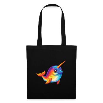 Narwhal Colorful Kawaii Cartoon Sea Animal - Tote Bag - black - Front